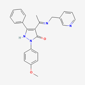 molecular formula C24H22N4O2 B10880384 (4Z)-2-(4-methoxyphenyl)-5-phenyl-4-{1-[(pyridin-3-ylmethyl)amino]ethylidene}-2,4-dihydro-3H-pyrazol-3-one 