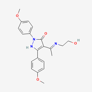 (4Z)-4-{1-[(2-hydroxyethyl)amino]ethylidene}-2,5-bis(4-methoxyphenyl)-2,4-dihydro-3H-pyrazol-3-one