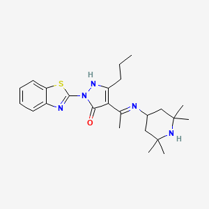 (4Z)-2-(1,3-benzothiazol-2-yl)-5-propyl-4-{1-[(2,2,6,6-tetramethylpiperidin-4-yl)amino]ethylidene}-2,4-dihydro-3H-pyrazol-3-one