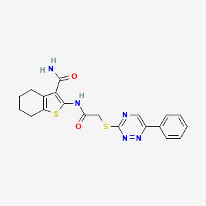 molecular formula C20H19N5O2S2 B10880442 2-({[(6-Phenyl-1,2,4-triazin-3-yl)sulfanyl]acetyl}amino)-4,5,6,7-tetrahydro-1-benzothiophene-3-carboxamide 