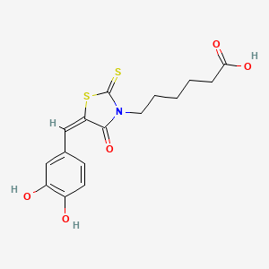 6-[(5E)-5-(3,4-dihydroxybenzylidene)-4-oxo-2-thioxo-1,3-thiazolidin-3-yl]hexanoic acid