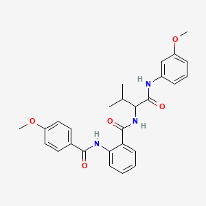 2-[(4-Methoxybenzoyl)amino]-N-{1-[(3-methoxyphenyl)amino]-3-methyl-1-oxo-2-butanyl}benzamide