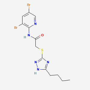 2-[(5-butyl-4H-1,2,4-triazol-3-yl)sulfanyl]-N-(3,5-dibromopyridin-2-yl)acetamide