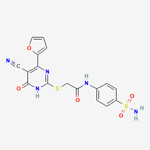 2-(5-Cyano-4-furan-2-yl-6-oxo-1,6-dihydro-pyrimidin-2-ylsulfanyl)-N-(4-sulfamoyl-phenyl)-acetamide