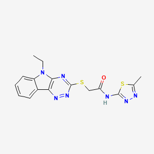 2-[(5-ethyl-5H-[1,2,4]triazino[5,6-b]indol-3-yl)sulfanyl]-N-(5-methyl-1,3,4-thiadiazol-2-yl)acetamide