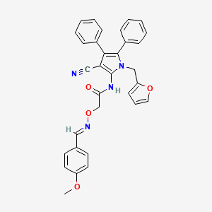 molecular formula C32H26N4O4 B10880639 N-[3-cyano-1-(furan-2-ylmethyl)-4,5-diphenyl-1H-pyrrol-2-yl]-2-({[(E)-(4-methoxyphenyl)methylidene]amino}oxy)acetamide 