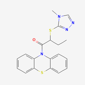 molecular formula C19H18N4OS2 B10880662 2-[(4-methyl-4H-1,2,4-triazol-3-yl)sulfanyl]-1-(10H-phenothiazin-10-yl)butan-1-one 