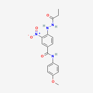 molecular formula C17H18N4O5 B10880678 N-(4-methoxyphenyl)-3-nitro-4-(2-propanoylhydrazinyl)benzamide 