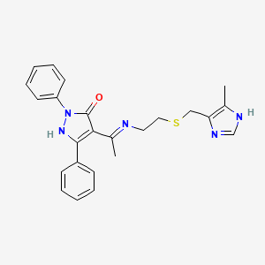 molecular formula C24H25N5OS B10880681 (4Z)-4-{1-[(2-{[(5-methyl-1H-imidazol-4-yl)methyl]sulfanyl}ethyl)amino]ethylidene}-2,5-diphenyl-2,4-dihydro-3H-pyrazol-3-one 