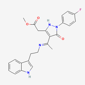 molecular formula C24H23FN4O3 B10880683 methyl [(4Z)-1-(4-fluorophenyl)-4-(1-{[2-(1H-indol-3-yl)ethyl]amino}ethylidene)-5-oxo-4,5-dihydro-1H-pyrazol-3-yl]acetate 