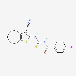 N-[(3-cyano-5,6,7,8-tetrahydro-4H-cyclohepta[b]thiophen-2-yl)carbamothioyl]-4-fluorobenzamide