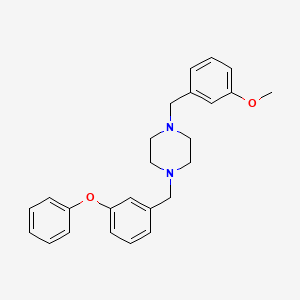 molecular formula C25H28N2O2 B10880760 1-[(3-Methoxyphenyl)methyl]-4-[(3-phenoxyphenyl)methyl]piperazine 