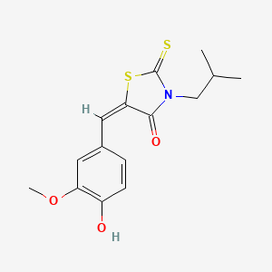 molecular formula C15H17NO3S2 B10880798 5-[(4-Hydroxy-3-methoxyphenyl)methylene]-3-isobutyl-2-thioxo-1,3-thiazolan-4-one 