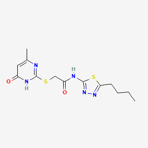 molecular formula C13H17N5O2S2 B10880851 N-(5-butyl-1,3,4-thiadiazol-2-yl)-2-[(6-methyl-4-oxo-1,4-dihydro-2-pyrimidinyl)thio]acetamide 