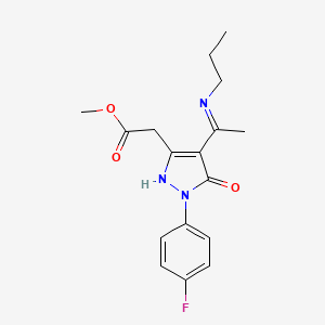 methyl {(4Z)-1-(4-fluorophenyl)-5-oxo-4-[1-(propylamino)ethylidene]-4,5-dihydro-1H-pyrazol-3-yl}acetate