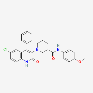 molecular formula C28H26ClN3O3 B10880937 1-(6-chloro-2-oxo-4-phenyl-1,2-dihydroquinolin-3-yl)-N-(4-methoxyphenyl)piperidine-3-carboxamide 