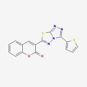 molecular formula C16H8N4O2S2 B10880983 3-[3-(thiophen-2-yl)[1,2,4]triazolo[3,4-b][1,3,4]thiadiazol-6-yl]-2H-chromen-2-one 