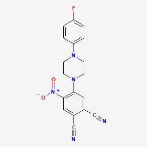 molecular formula C18H14FN5O2 B10880985 4-[4-(4-Fluorophenyl)piperazin-1-yl]-5-nitrobenzene-1,2-dicarbonitrile 