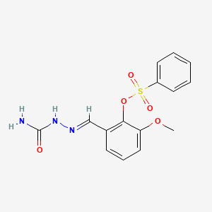 molecular formula C15H15N3O5S B10881013 2-[(E)-(2-carbamoylhydrazinylidene)methyl]-6-methoxyphenyl benzenesulfonate 