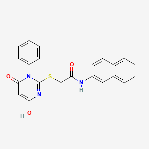 molecular formula C22H17N3O3S B10881027 2-[(4-hydroxy-6-oxo-1-phenyl-1,6-dihydropyrimidin-2-yl)sulfanyl]-N-(naphthalen-2-yl)acetamide 