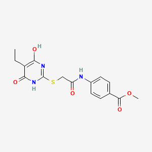 molecular formula C16H17N3O5S B10881046 Methyl 4-({[(5-ethyl-4-hydroxy-6-oxo-1,6-dihydropyrimidin-2-yl)sulfanyl]acetyl}amino)benzoate 