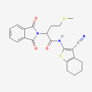 molecular formula C22H21N3O3S2 B10881056 N-(3-cyano-4,5,6,7-tetrahydro-1-benzothiophen-2-yl)-2-(1,3-dioxo-1,3-dihydro-2H-isoindol-2-yl)-4-(methylsulfanyl)butanamide 