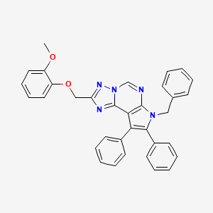 molecular formula C34H27N5O2 B10881089 2-[(7-Benzyl-8,9-diphenyl-7H-pyrrolo[3,2-E][1,2,4]triazolo[1,5-C]pyrimidin-2-YL)methoxy]phenyl methyl ether 