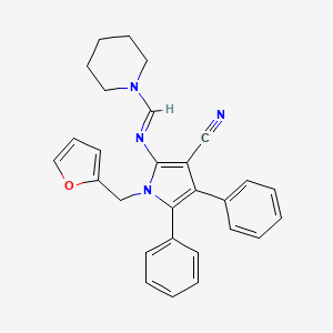 1-(furan-2-ylmethyl)-4,5-diphenyl-2-{[(E)-piperidin-1-ylmethylidene]amino}-1H-pyrrole-3-carbonitrile