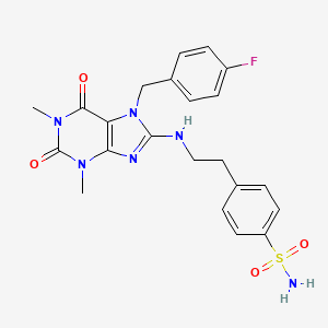 molecular formula C22H23FN6O4S B10881148 4-(2-{[7-(4-fluorobenzyl)-1,3-dimethyl-2,6-dioxo-2,3,6,7-tetrahydro-1H-purin-8-yl]amino}ethyl)benzenesulfonamide 