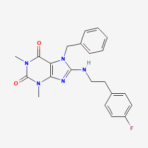 molecular formula C22H22FN5O2 B10881152 7-benzyl-8-{[2-(4-fluorophenyl)ethyl]amino}-1,3-dimethyl-3,7-dihydro-1H-purine-2,6-dione 