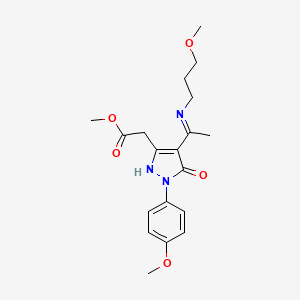 molecular formula C19H25N3O5 B10881164 methyl [(4Z)-1-(4-methoxyphenyl)-4-{1-[(3-methoxypropyl)amino]ethylidene}-5-oxo-4,5-dihydro-1H-pyrazol-3-yl]acetate 