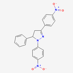 molecular formula C21H16N4O4 B10881284 1,3-bis(4-nitrophenyl)-5-phenyl-4,5-dihydro-1H-pyrazole 