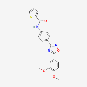 molecular formula C21H17N3O4S B10881299 N-{4-[5-(3,4-dimethoxyphenyl)-1,2,4-oxadiazol-3-yl]phenyl}thiophene-2-carboxamide 