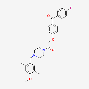 molecular formula C29H31FN2O4 B10881335 2-[4-(4-Fluorobenzoyl)phenoxy]-1-[4-(4-methoxy-2,5-dimethylbenzyl)piperazino]-1-ethanone 