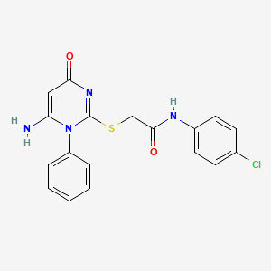 molecular formula C18H15ClN4O2S B10881429 2-[(6-amino-4-oxo-1-phenyl-1,4-dihydropyrimidin-2-yl)sulfanyl]-N-(4-chlorophenyl)acetamide 