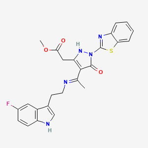 molecular formula C25H22FN5O3S B10881502 methyl [(4Z)-1-(1,3-benzothiazol-2-yl)-4-(1-{[2-(5-fluoro-1H-indol-3-yl)ethyl]amino}ethylidene)-5-oxo-4,5-dihydro-1H-pyrazol-3-yl]acetate 