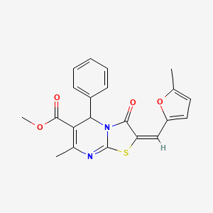 molecular formula C21H18N2O4S B10881563 methyl (2E)-7-methyl-2-[(5-methylfuran-2-yl)methylidene]-3-oxo-5-phenyl-2,3-dihydro-5H-[1,3]thiazolo[3,2-a]pyrimidine-6-carboxylate 