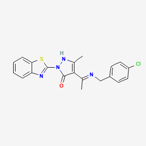 (4Z)-2-(1,3-benzothiazol-2-yl)-4-{1-[(4-chlorobenzyl)amino]ethylidene}-5-methyl-2,4-dihydro-3H-pyrazol-3-one