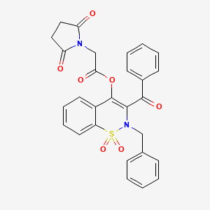 molecular formula C28H22N2O7S B10881600 2-benzyl-1,1-dioxido-3-(phenylcarbonyl)-2H-1,2-benzothiazin-4-yl (2,5-dioxopyrrolidin-1-yl)acetate 