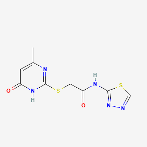 molecular formula C9H9N5O2S2 B10881641 2-[(4-hydroxy-6-methylpyrimidin-2-yl)sulfanyl]-N-(1,3,4-thiadiazol-2-yl)acetamide 