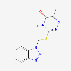 molecular formula C11H10N6OS B10881698 3-[(1H-benzotriazol-1-ylmethyl)sulfanyl]-6-methyl-1,2,4-triazin-5(4H)-one 