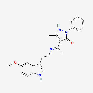 (4Z)-4-(1-{[2-(5-methoxy-1H-indol-3-yl)ethyl]amino}ethylidene)-5-methyl-2-phenyl-2,4-dihydro-3H-pyrazol-3-one