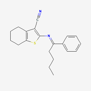 molecular formula C20H22N2S B10881730 2-{[(1E)-1-phenylpentylidene]amino}-4,5,6,7-tetrahydro-1-benzothiophene-3-carbonitrile 