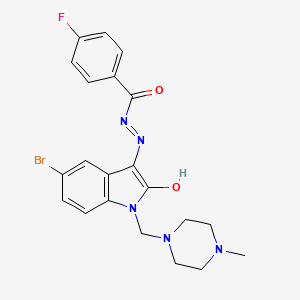 molecular formula C21H21BrFN5O2 B10881736 N'-{(3Z)-5-bromo-1-[(4-methylpiperazin-1-yl)methyl]-2-oxo-1,2-dihydro-3H-indol-3-ylidene}-4-fluorobenzohydrazide 