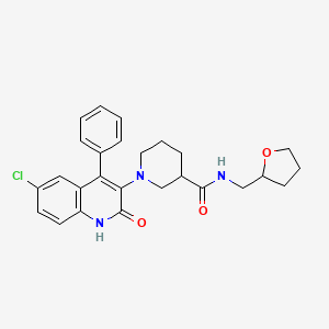 molecular formula C26H28ClN3O3 B10881751 1-(6-chloro-2-oxo-4-phenyl-1,2-dihydroquinolin-3-yl)-N-(tetrahydrofuran-2-ylmethyl)piperidine-3-carboxamide 