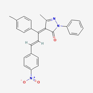 (4E)-5-methyl-4-[(2E)-1-(4-methylphenyl)-3-(4-nitrophenyl)prop-2-en-1-ylidene]-2-phenyl-2,4-dihydro-3H-pyrazol-3-one