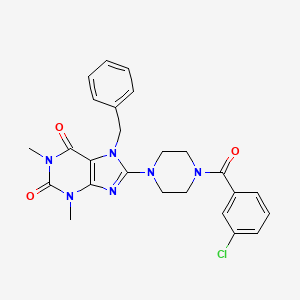 7-benzyl-8-{4-[(3-chlorophenyl)carbonyl]piperazin-1-yl}-1,3-dimethyl-3,7-dihydro-1H-purine-2,6-dione