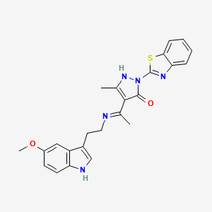 molecular formula C24H23N5O2S B10881769 (4Z)-2-(1,3-benzothiazol-2-yl)-4-(1-{[2-(5-methoxy-1H-indol-3-yl)ethyl]amino}ethylidene)-5-methyl-2,4-dihydro-3H-pyrazol-3-one 