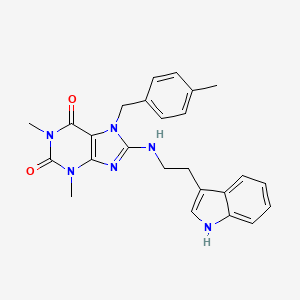 molecular formula C25H26N6O2 B10881783 8-{[2-(1H-indol-3-yl)ethyl]amino}-1,3-dimethyl-7-(4-methylbenzyl)-3,7-dihydro-1H-purine-2,6-dione 