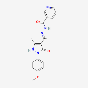 N'-{(1Z)-1-[1-(4-methoxyphenyl)-3-methyl-5-oxo-1,5-dihydro-4H-pyrazol-4-ylidene]ethyl}pyridine-3-carbohydrazide